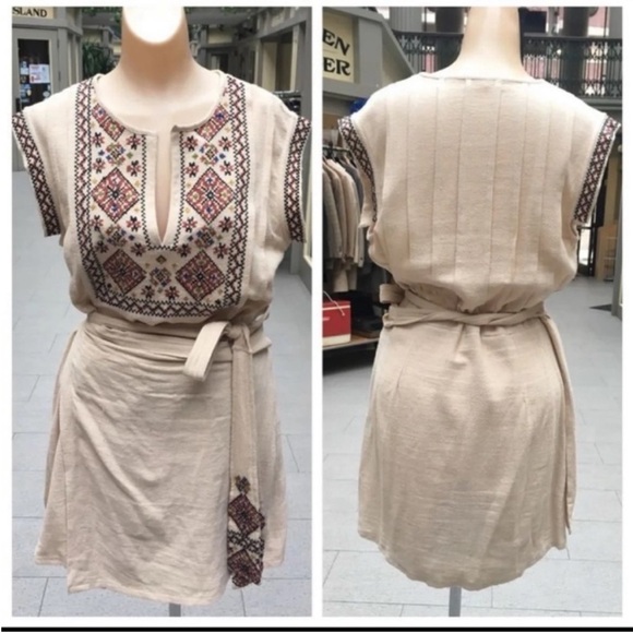 Free People Running Wild Wrap Dress Embroidered Bohemian Extra Small - Picture 4 of 5